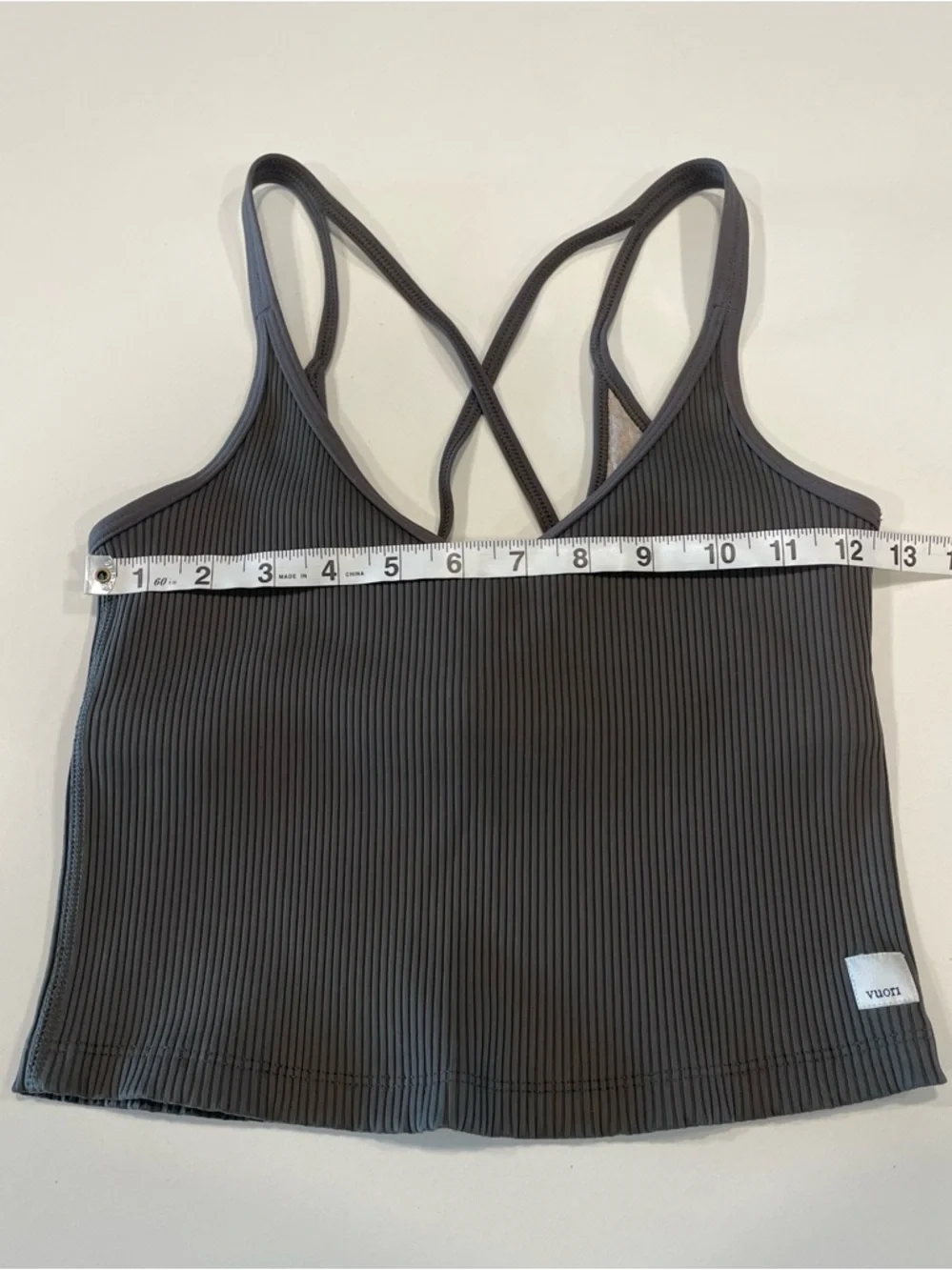 Vuori Ribbed Crop Tank Top - Oregano - Picture 8 of 9